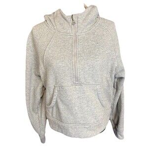 ANRABESS Cropped Half Zip Hoodie Women Small Gray Fleece Pullover Sweatshirt